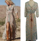 Женский винтажный костюм для косплея, свободное платье в средневековом стиле с цветочным принтом и V-образным вырезом, модель 2022