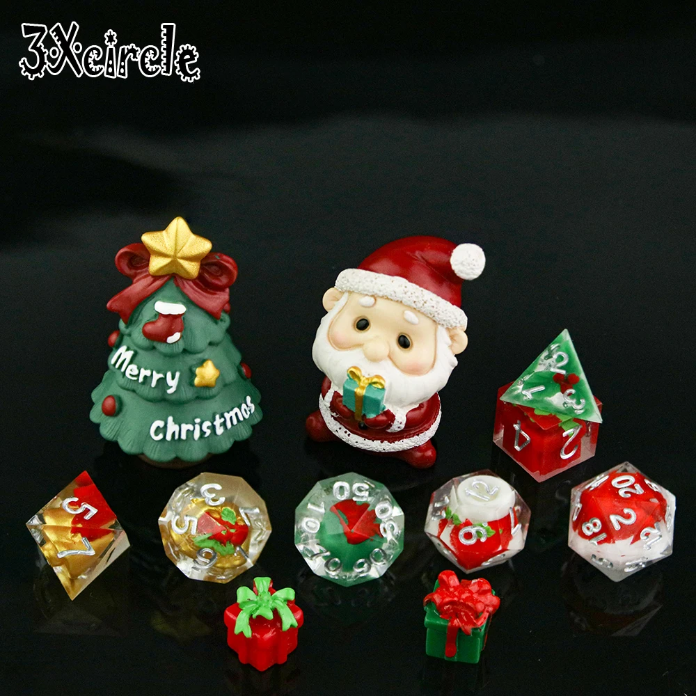 Творческий 7 шт многогранные кости с цифрами комплект новогодней тематики для