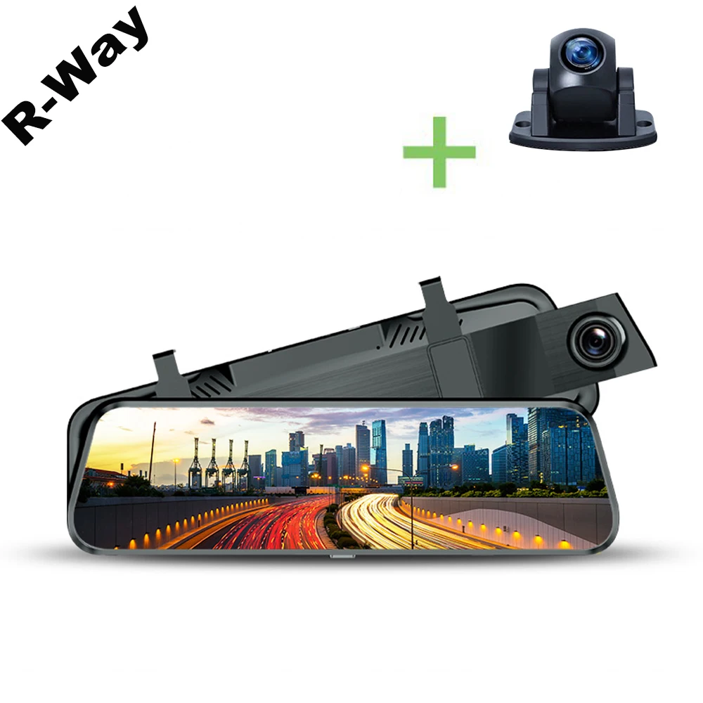 R Way Dash Cam для автомобиля 2.5D ips изогнутое зеркало Автомобильный видеорегистратор DVR