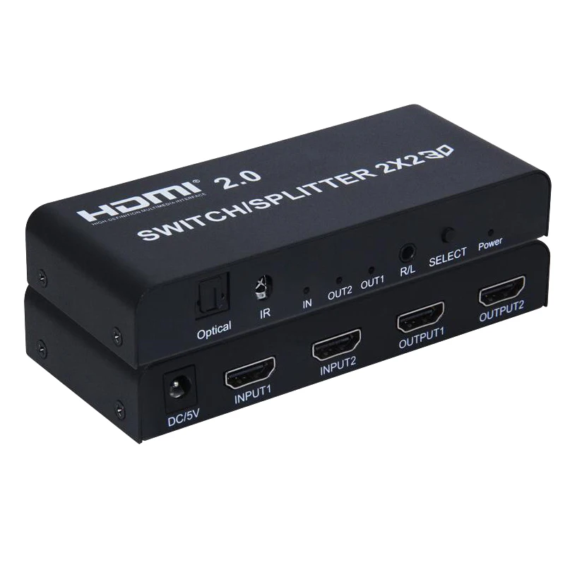 2x2 HDMI переключатель сплиттер 2 в 2 Выход HDMI конвертер адаптер с пультом дистанционного управления поддерживает HDMI 2,0 3D 1080p 4K x 2K IT-well