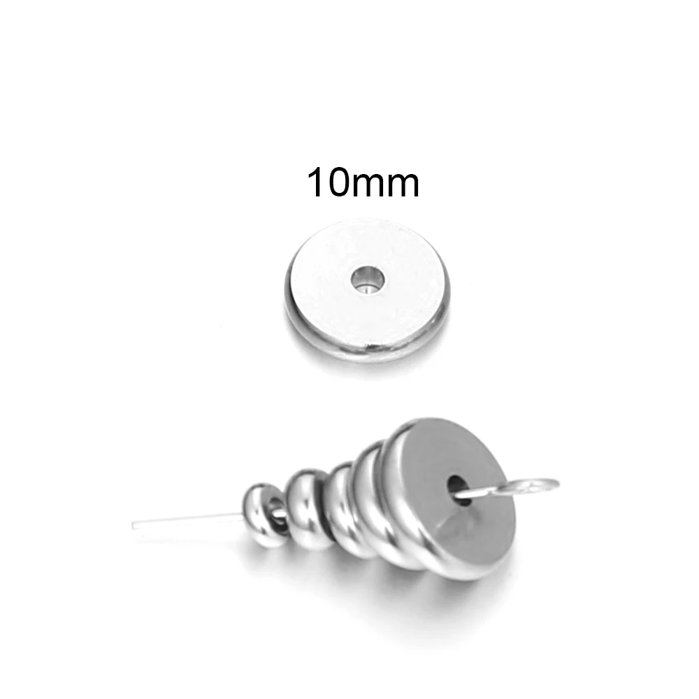 10mm Semitree 50 шт. 4 мм 6 мм 8 мм 10 мм Нержавеющая сталь туфли на плоской подошве с круглым носком, металлической бусины-разделители бусины DIY браслет Цепочки и ожерелья ювелирных изделий - Цвет: 10mm