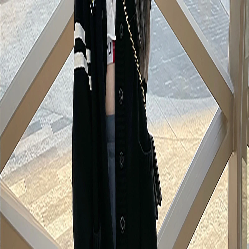 

Женский однобортный Кардиган, свободный Однотонный свитер в полоску с V-образным вырезом, весна-осень 2021