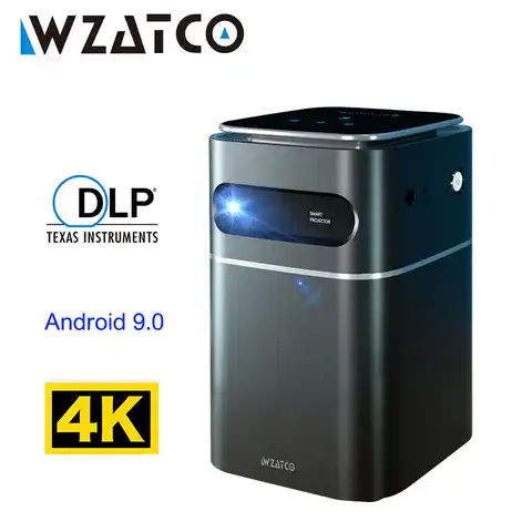 Проектор WZATCO A8 DLP Smart Android 9.1 5G WiFi Поддержка 1080P Full HD 4K светодиодный проектор мини домашний кинотеатр HD-in портативный проектор