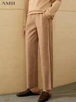 amii minimalism winter fashion womens pants causal elastic waist keep warm velvet pants fashion thick female pants 12020200
