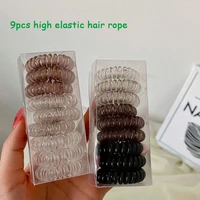 9pcs high elastic three color acrylic hair bands high quality ponytail holder hair rope hair accessories all seasons