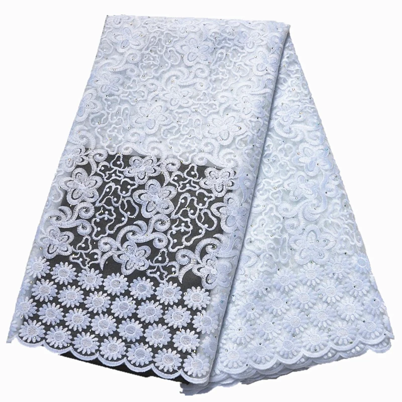 New african nigerian lace fabric for wedding french Lace milk silk Fabric with beads and stones 5Yards | Дом и сад