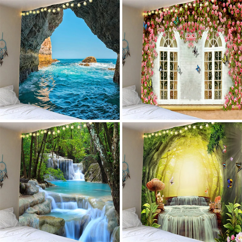 Fuwatacchi натуральный морской живописный фото настенный гобелен полиэфира