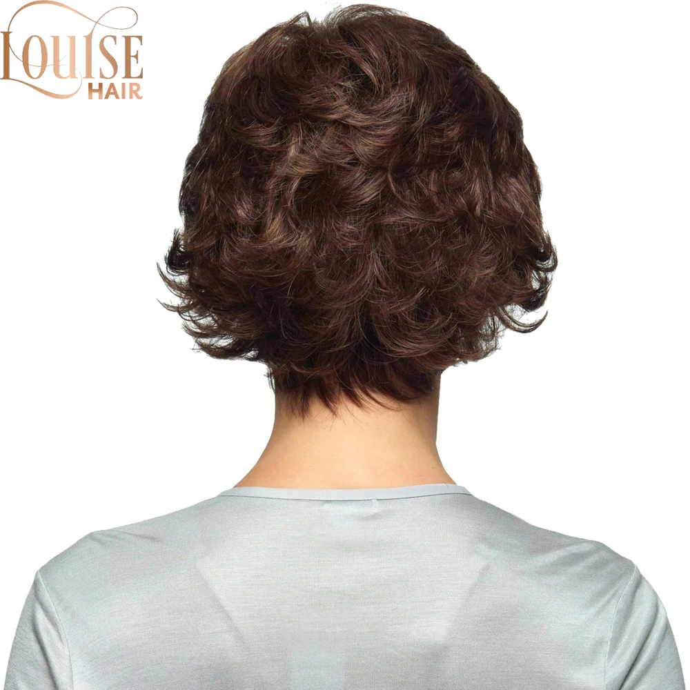 Парик Луиз волос Боб короткий смешанный цвет коричневый темно парик для женщин