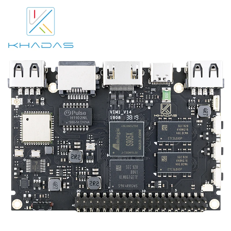 khadas placa de desenvolvimento vim1 basica amlogic s905x quad core arm 64bit wi fi ap6212 sbc