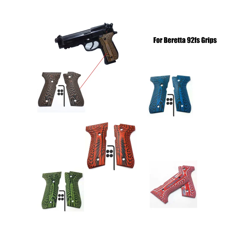 

2pcs G10 Grips Sunburst Texture Shank With Screws For Beretta 92Fs Full Size m9 92a1 96a1 92 INOX Hunting Accessory