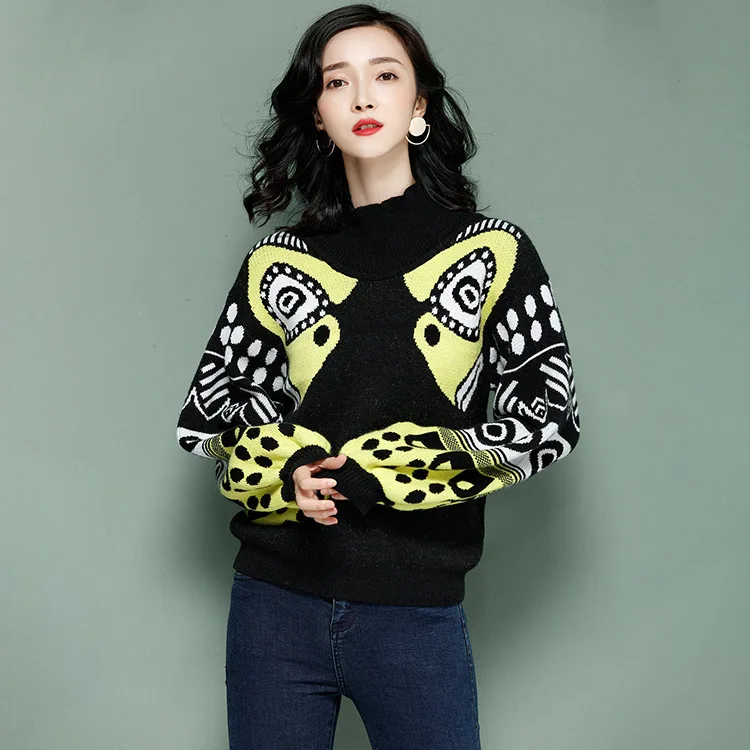 Women's Sweater Autumn and Winter Female Long Sleeve Pullovers Knit O Neck Womens Sweaters Lantern Oversized | Женская одежда