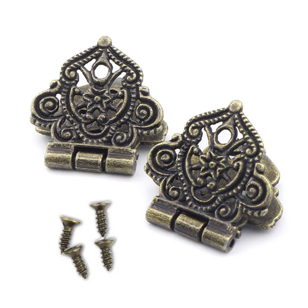 

10Pcs Antique Decorative Hinges Wood Box Furniture Door Hardware 53x28mm Antique Printed Zinc Alloy Hinge Hinge Home Improvement