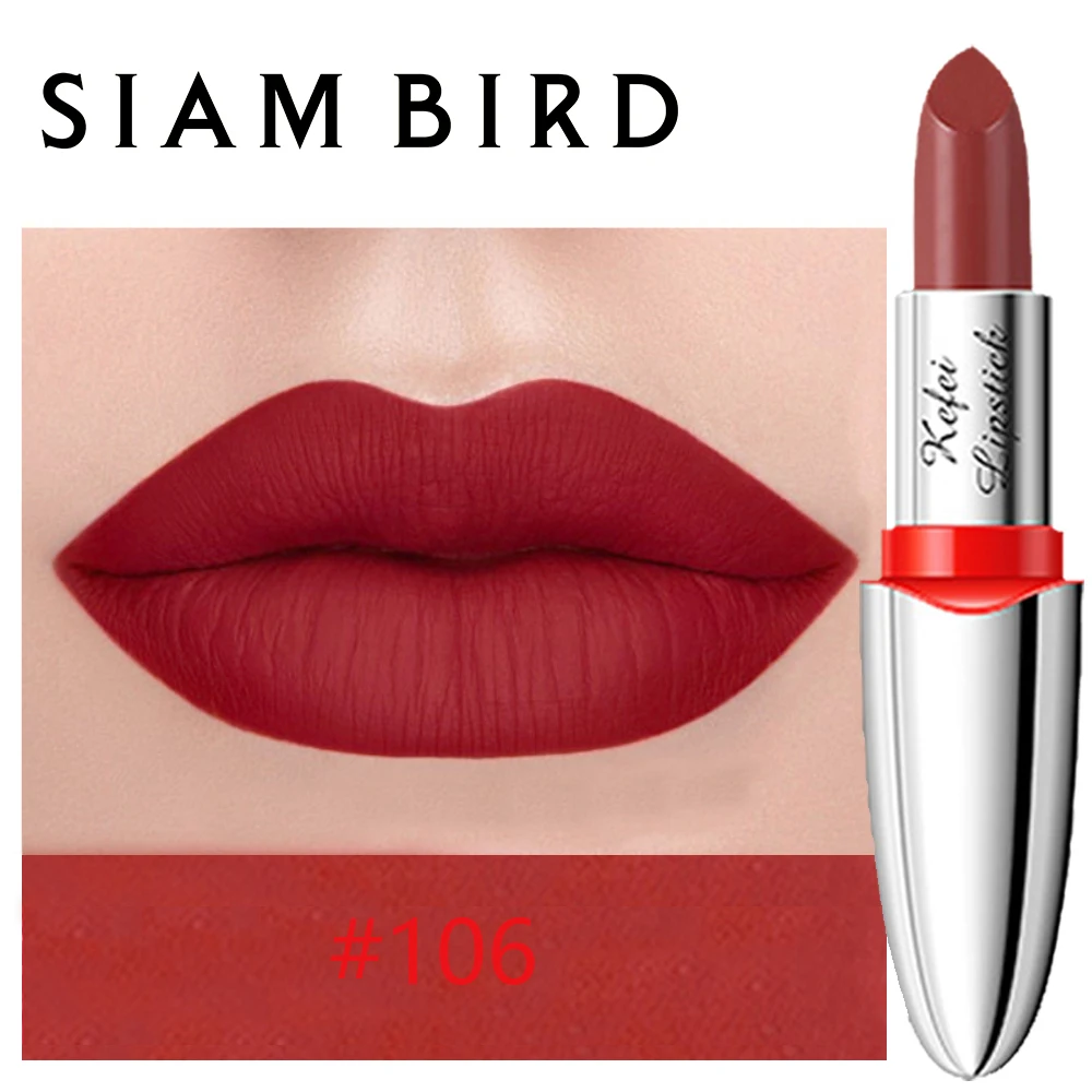 Матовая помада Siambird, стойкая для макияжа, красная Рубиновая Роза, губная помада, водостойкая, пигмент, корейская косметика, блеск для губ - Цвет: 106