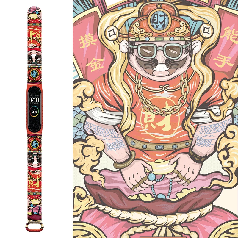 For Xiaomi Mi Band 6 5 4 3 Watch Print Silicone Guofeng Trend Solo Loop Wristband Strap XiaoMI Band 6 5 4 3 Belt Bracelet