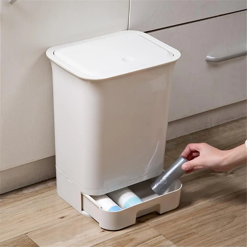 Trash Bin Nordic Dustbin Double Layer Dry Wet Sorting With Drawer For Kitchen Home Can Garbage Storage | Дом и сад