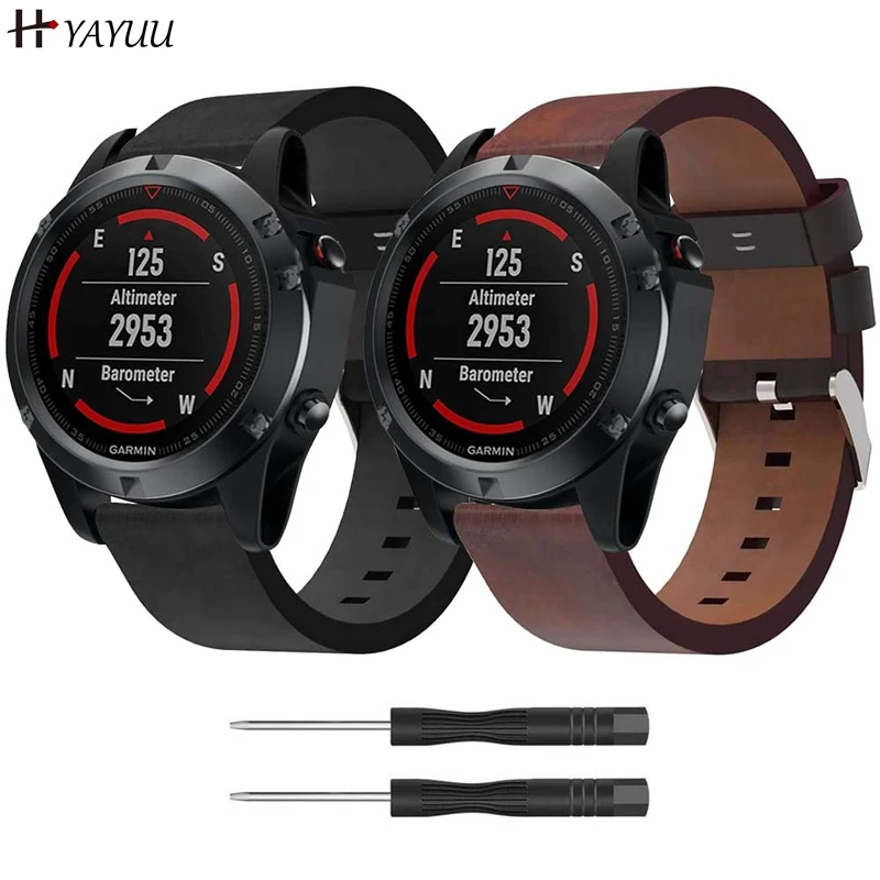 Кожаный ремешок для часов YAYUU Garmin Fenix 6/Fenix 5/5 Plus/Forerunner 935/945/подход S60/Quatix 5