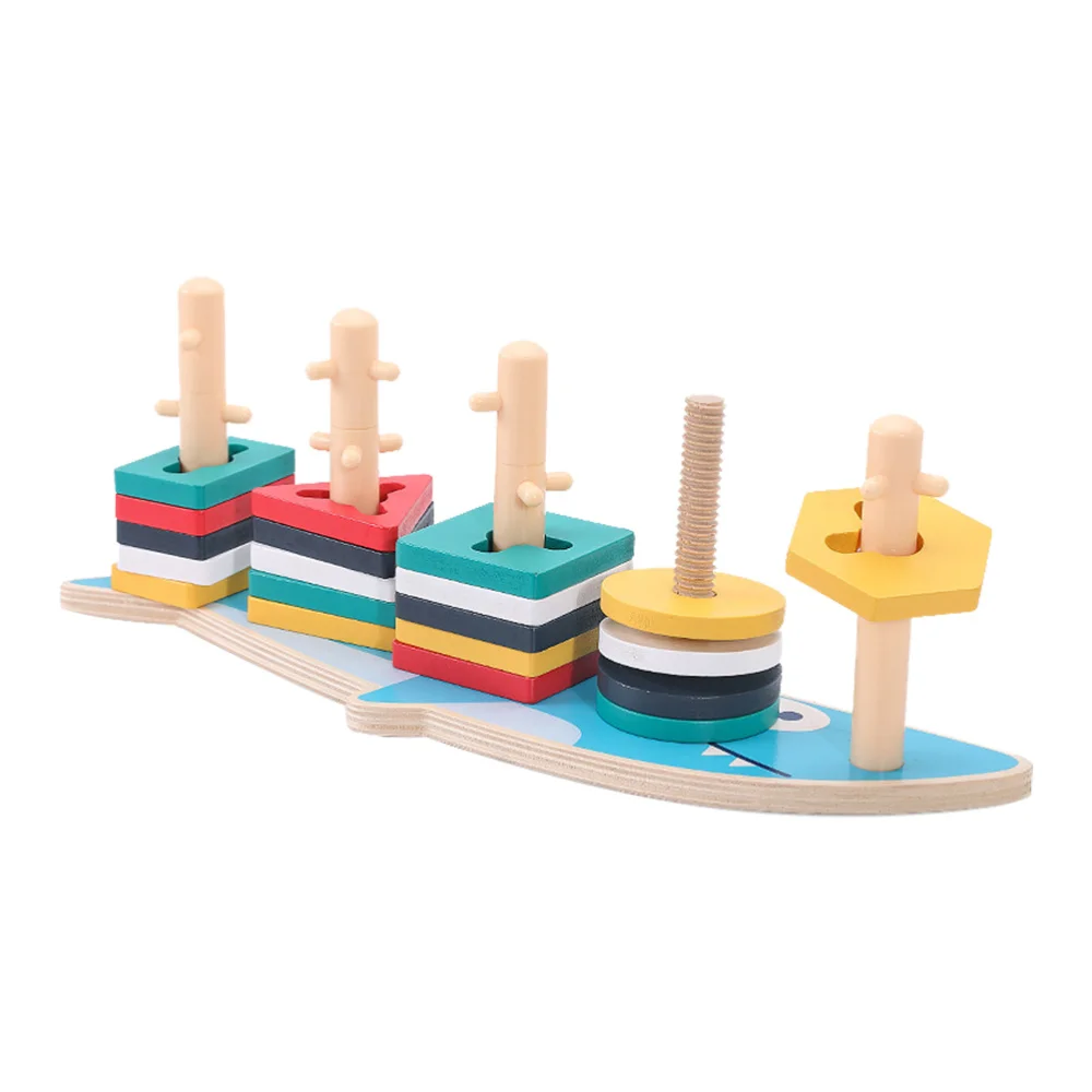 

1Set Color Recognition Building Block Wooden Early Learing Column Funny Kids