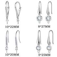 hot sale cubic zircon earrings components 925 sterling silver hook for women ear wire fitting jewelry findings diy accessories