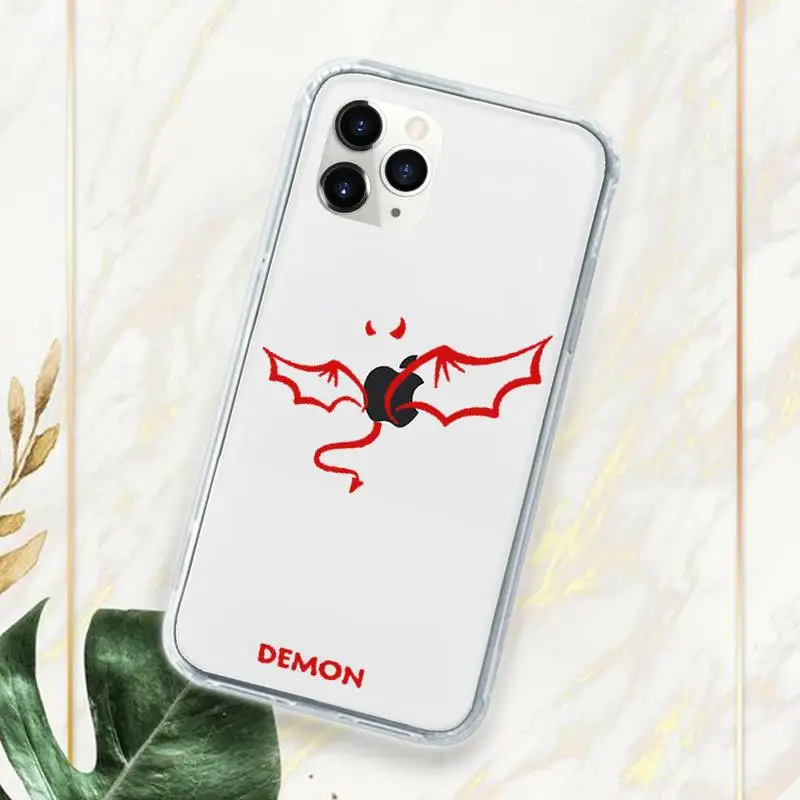 

Demon Angel Couple BFF Cartoon Phone Case Transparent for iPhone 11 12 mini pro XS MAX 7 8 6 6S Plus X 5S SE 2020 XR