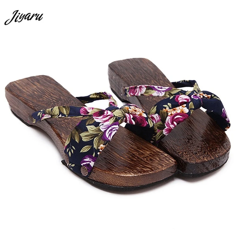 Новинка повседневные женские шлепанцы деревянные клоги в японском стиле