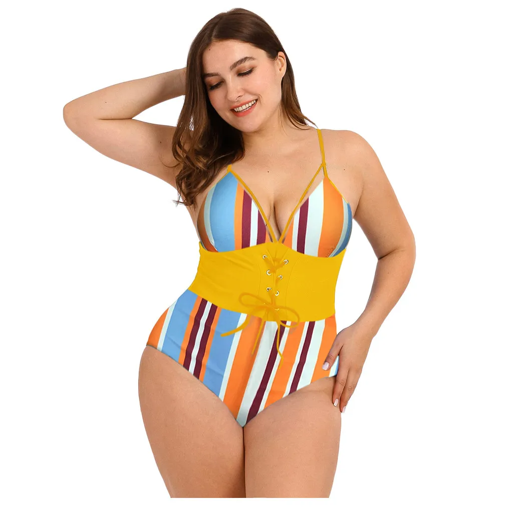 SAGACE женский сексуальный цельный купальник с принтом бикини размера плюс для