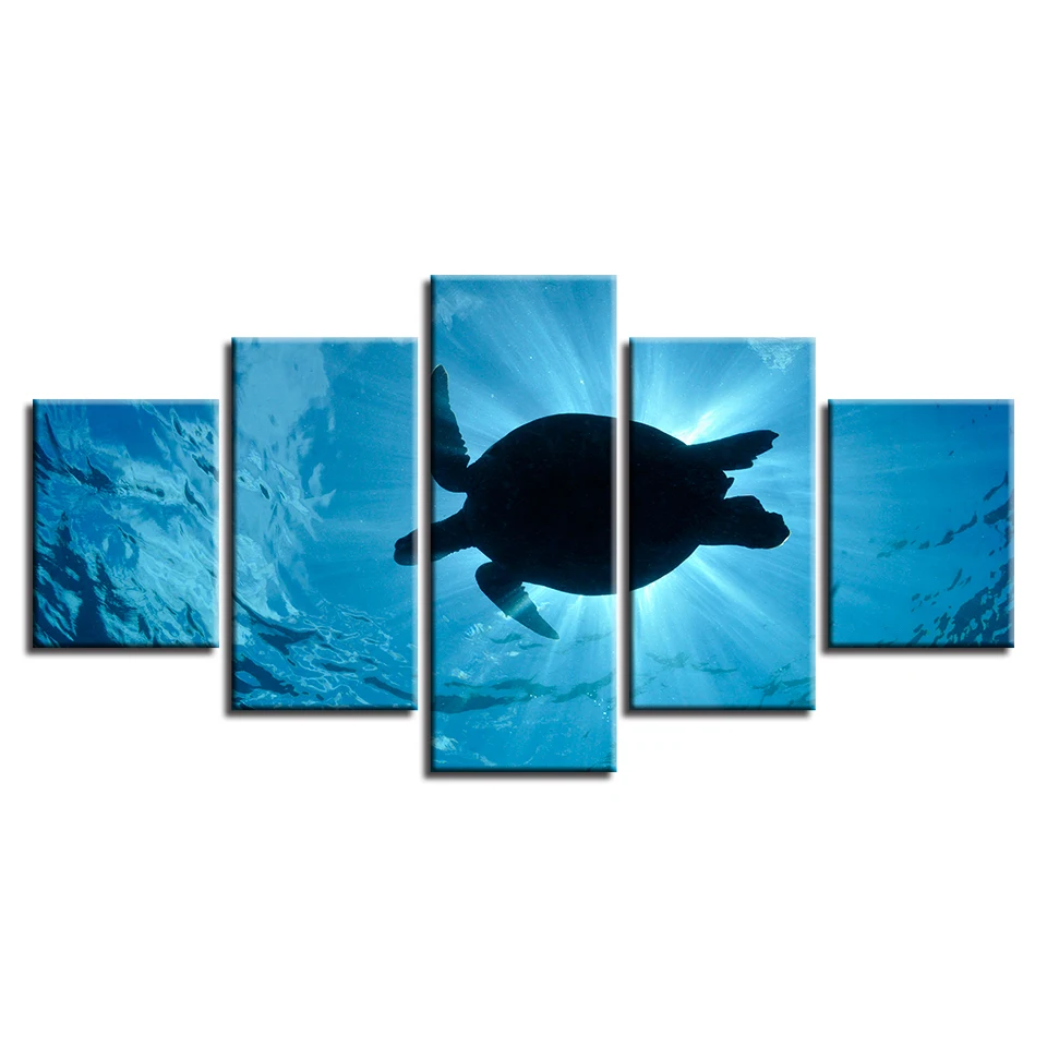 Подводный животных HD декор с печатью Гостиная каркасная стена 5 штук черепаха