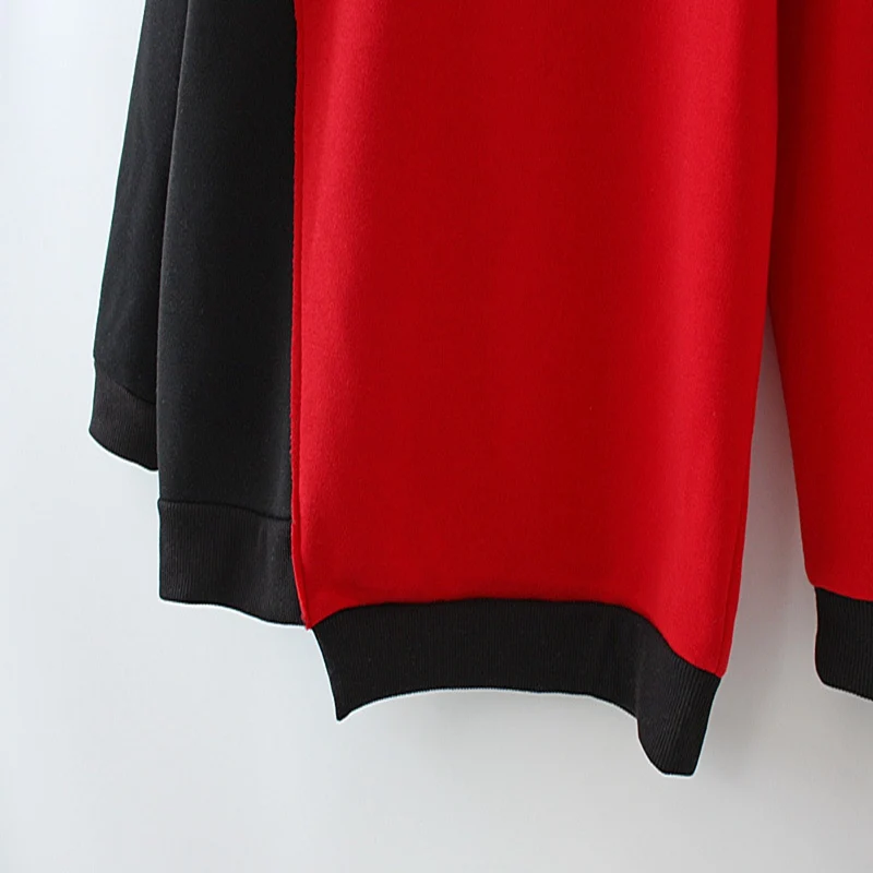 Autumn and winter large size women's hoodie 4XL5XL 6XL 7XL 8XL bust 134CM long sleeve pocket hit color hoodie