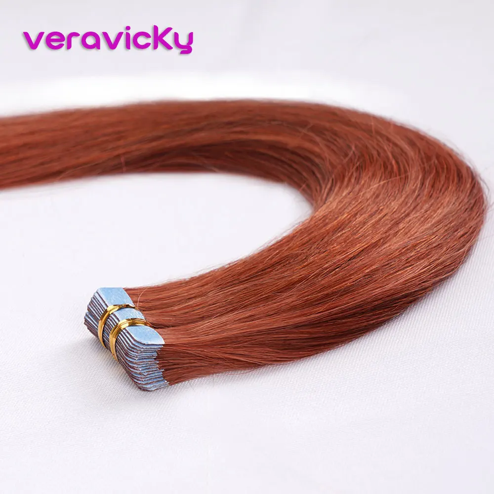 Лента для наращивания волос человеческие волосы медные Красные 100% настоящие Remy