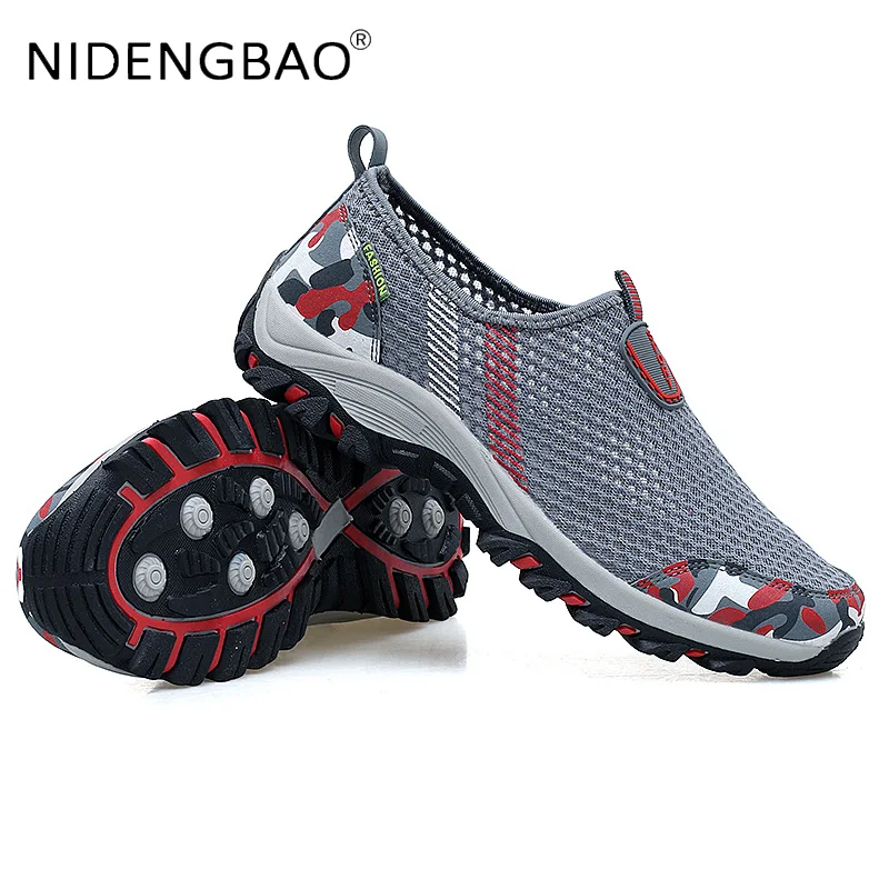 Mens Sneakers Couple Hiking Shoes Women Outdoor Trekking Walking Climbing Breathable Sports Shoes Quick Dry Slip On Size 35-44