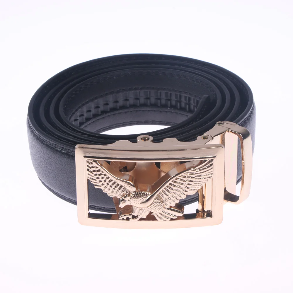 

Men Eagle Pattern Gold Silver Cowhide Belt Automatic Buckle Business Strap Belt