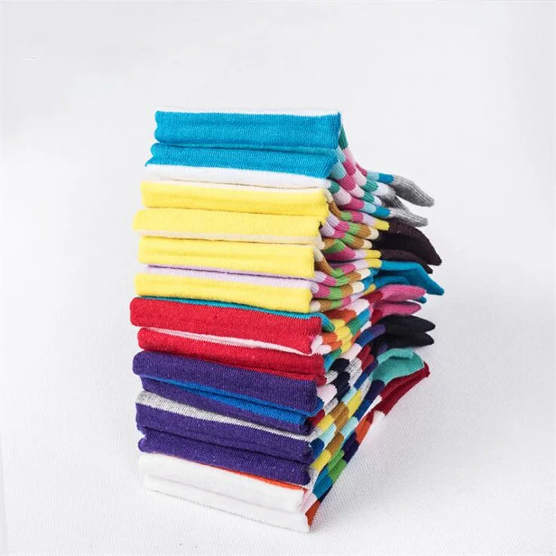 Женские хлопковые носки в радужную полоску с 5 пальцами отдельными женские милые