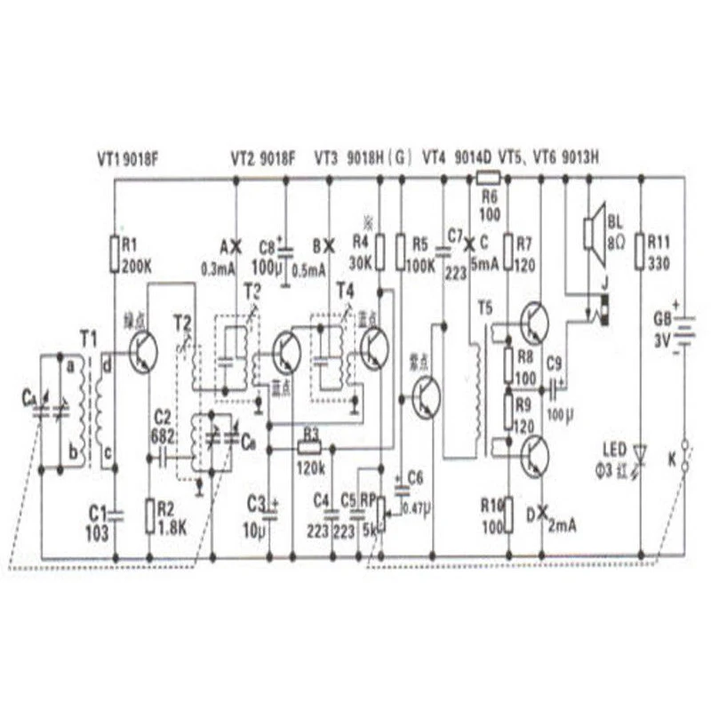 Сверхгетеродина радиоприемник доска DIY наборы 7 транзистор + sch чехол с динамиком |