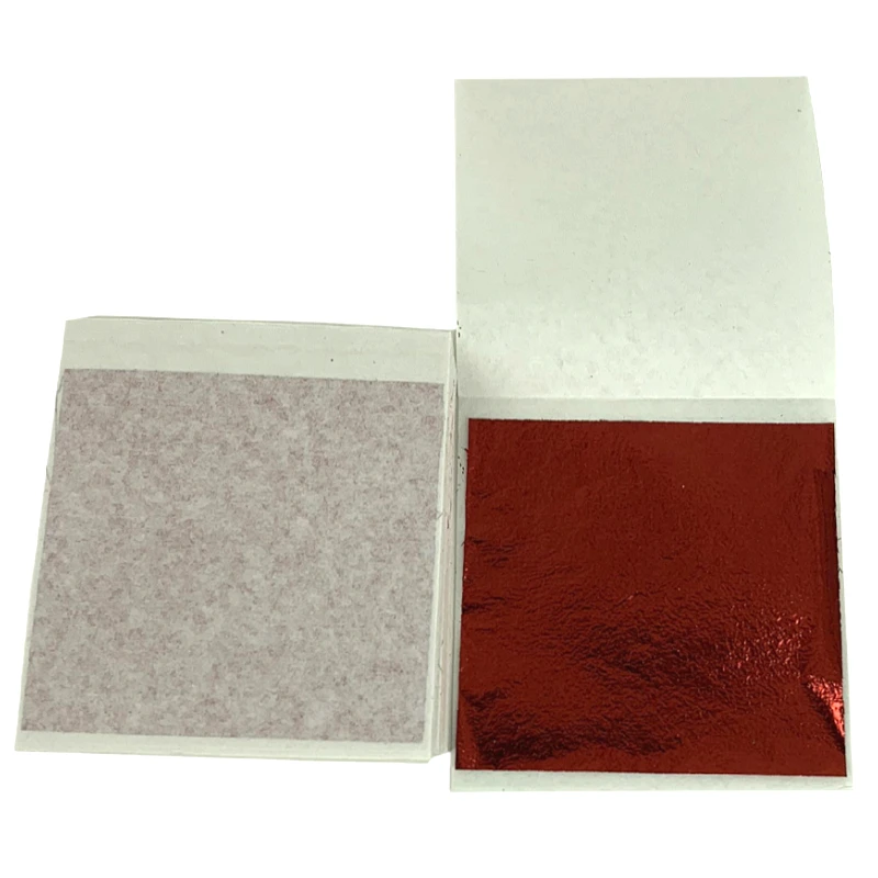 100 шт. красного цвета лист из блестящей искусственной сусальное золото 8X8.5cm сплав