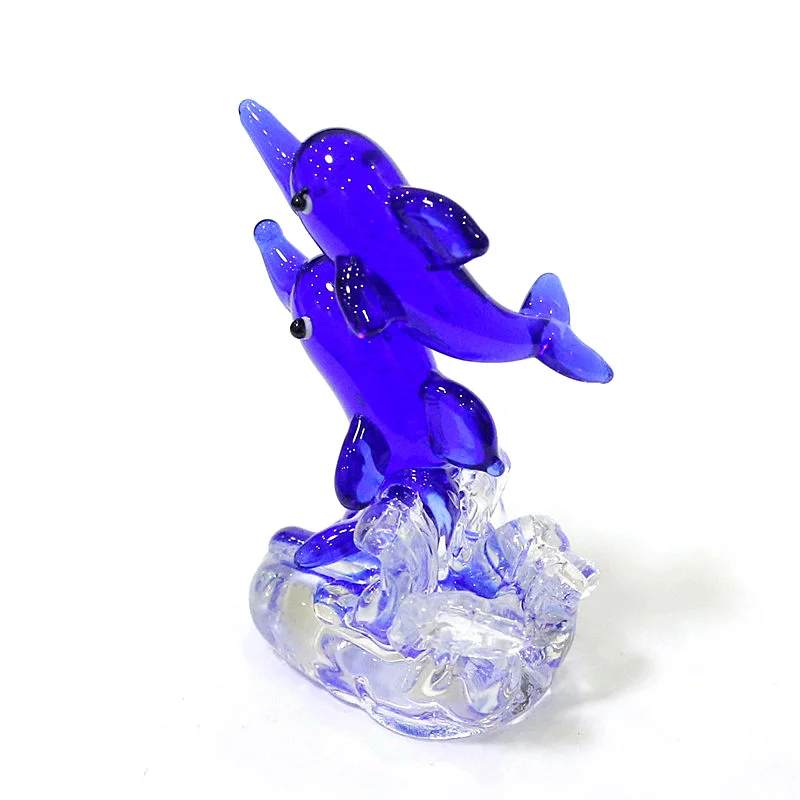 

Murano Glass Dolphin Miniature Figurines Aquarium Home Tabletop Decor Cute Sea Animal Craft Ornaments New Year Gifts For Kids