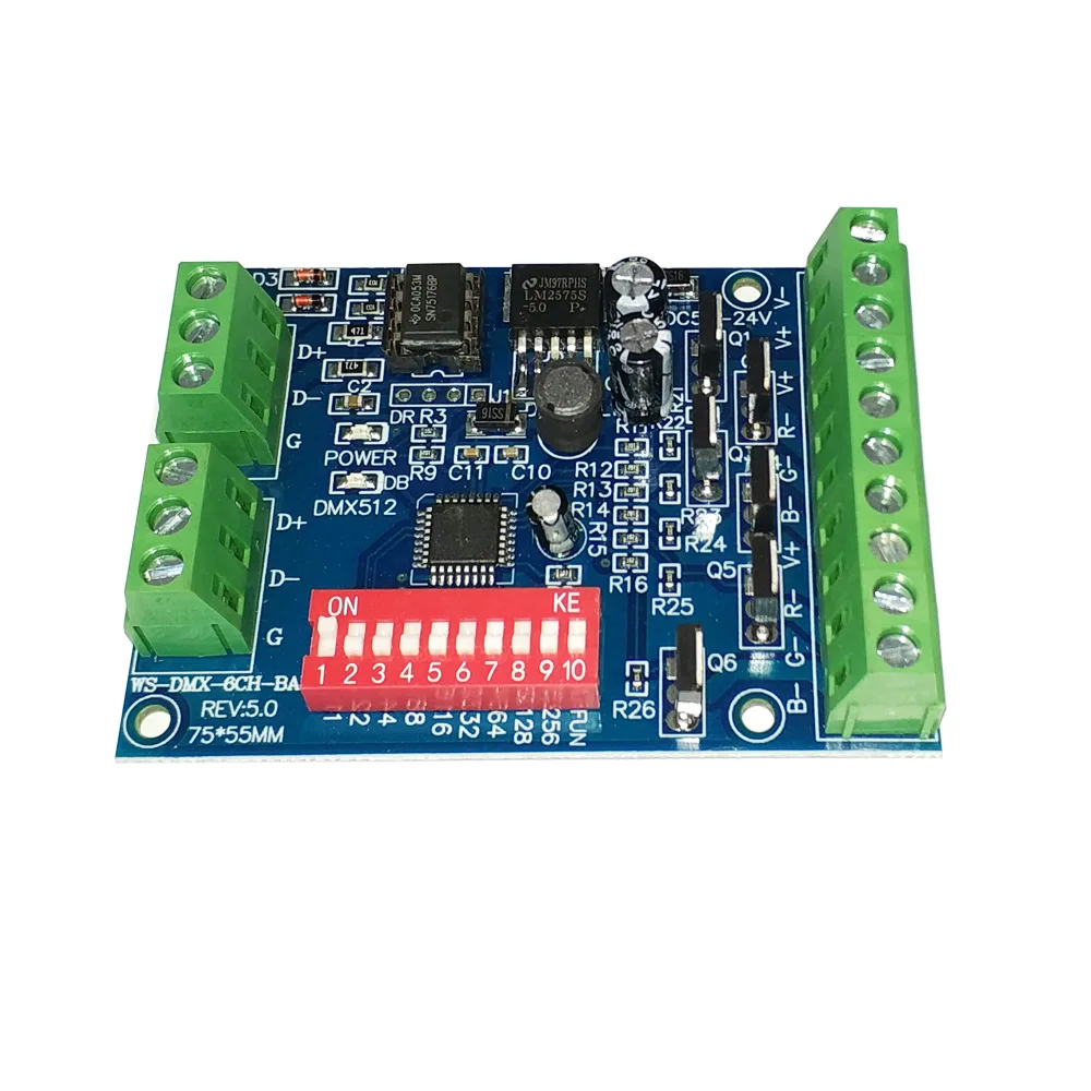 6-канальный простой контроллер DMX RGB LED dmx512 диммер светодиодный декодер DC5V-24V |