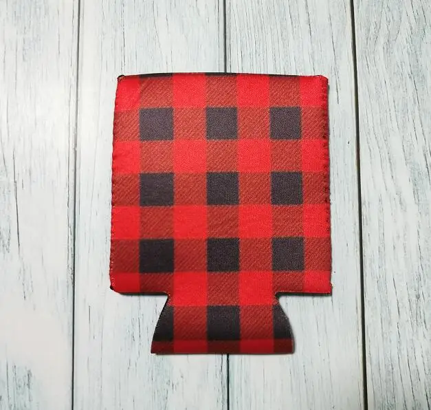 red plaid Неопреновый красный и черный плед может охладить крышку, Рождество буйвола держатель бутылки подарочная крышка DOM109551 - Цвет: red plaid