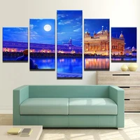 5pcs of home decoration wall art modular living room poster indian golden temple painting hd print picture without frame