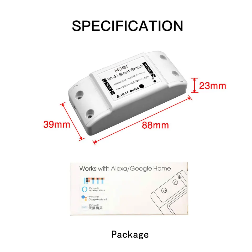 

WiFi Smart Light Switch Module Universal Breaker Timer DIY Smart Life APP Wireless Remote Control Works with Alexa Google Home