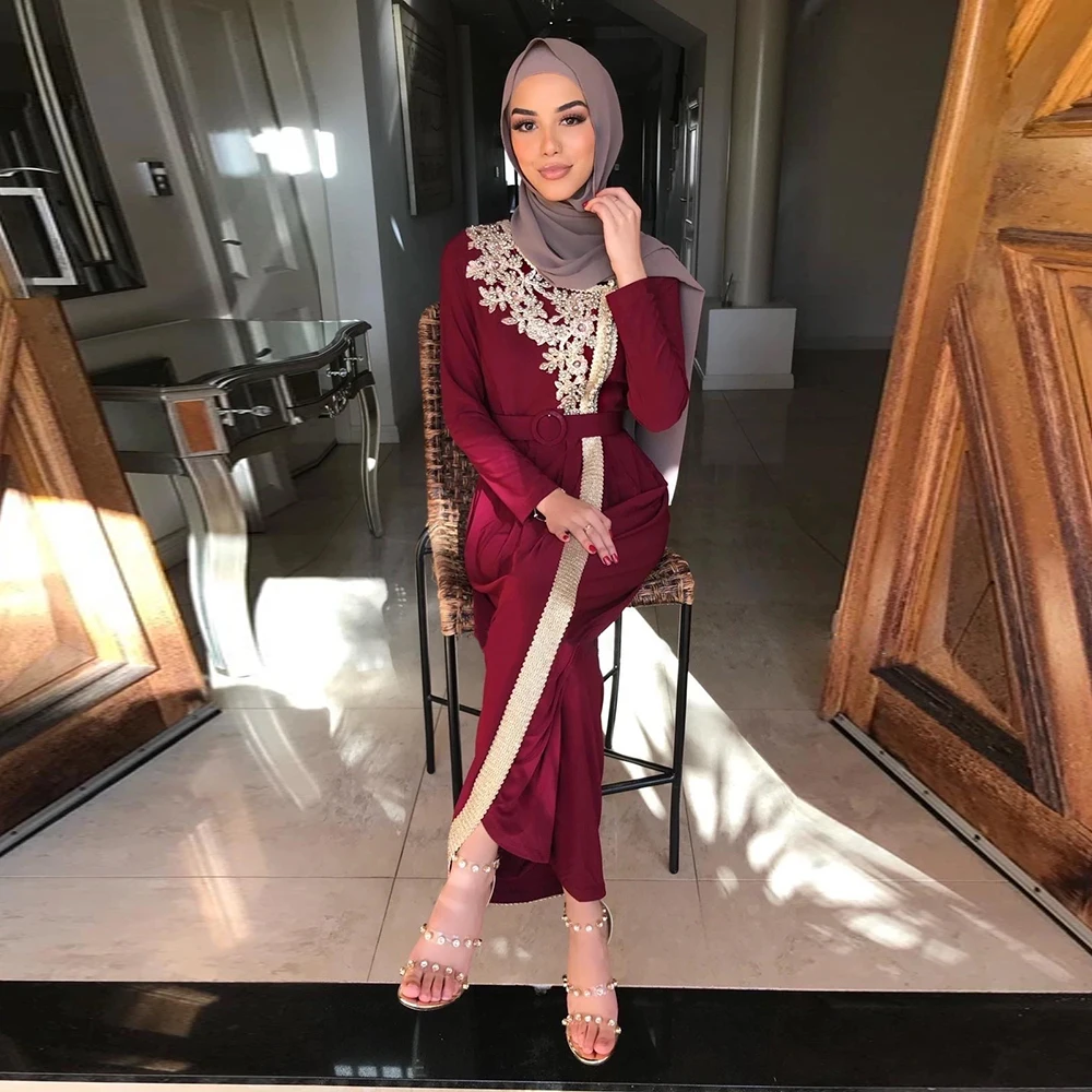 Женское мусульманское платье Abaya, мусульманское платье с заклепками и бисером, Дубай, Турция