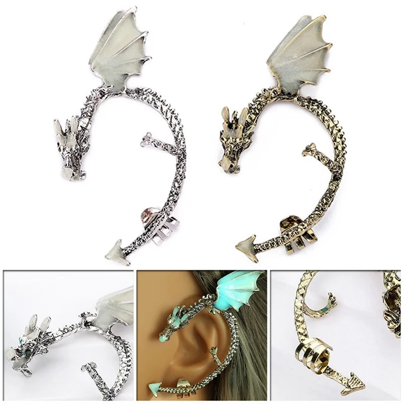 

1 Pcs Dragon Ear Cuff Glow Earrings Glow In The Dark Dragon Ear Clip Earings Stud Earrings Women Girls Boys Jewelry Gift