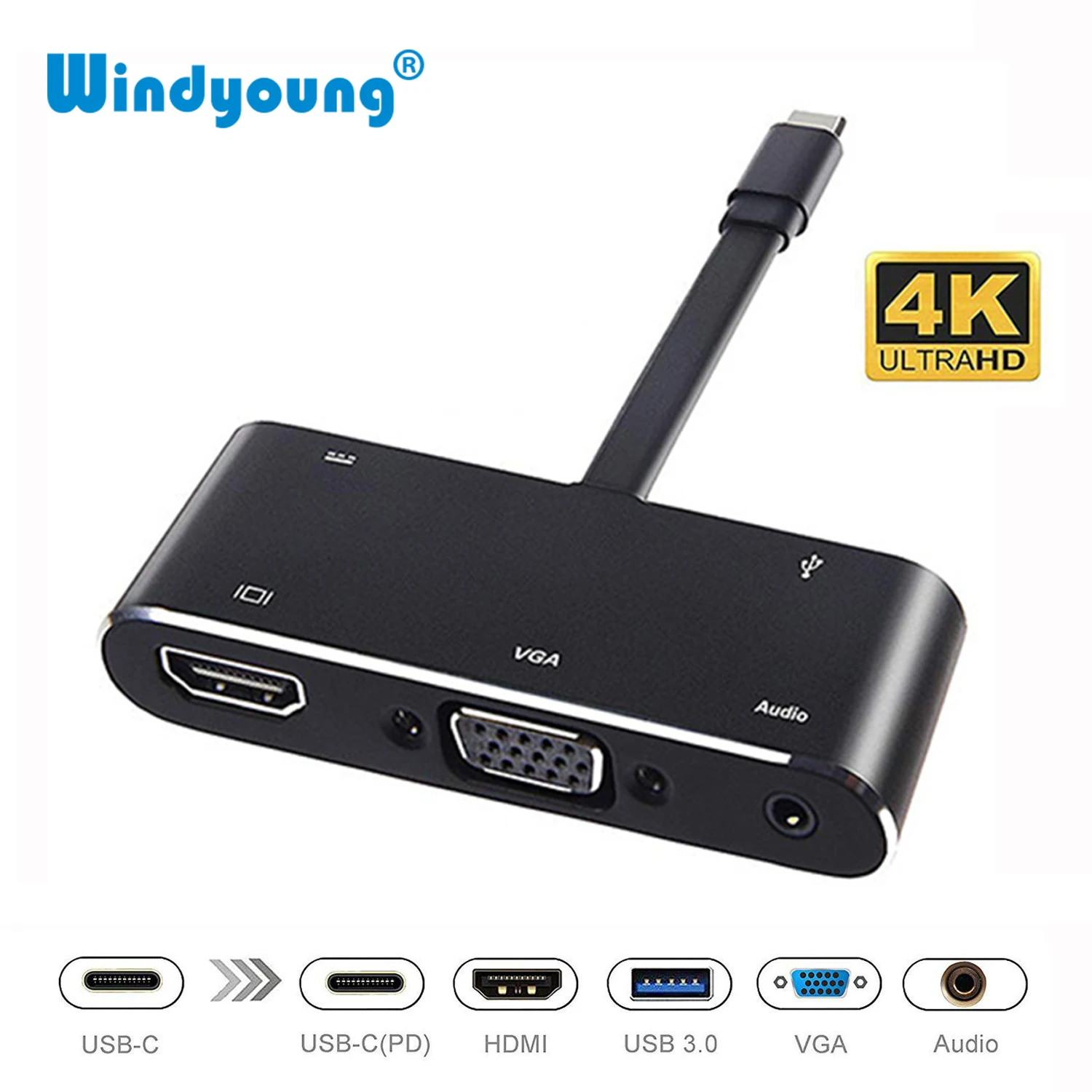 

USB Type C HUB USB-C to HDMI 4K USB3.0 Audio VGA HUB Thunderbolt 3 Adapter for MacBook pro Samsung Note8 S8 S9 Dex Mode Nintendo