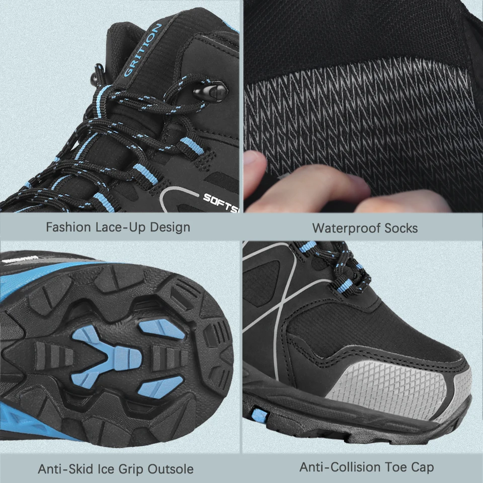 High Top Trail Running Shoes Men's Men's Hiking Boots Warm Plush