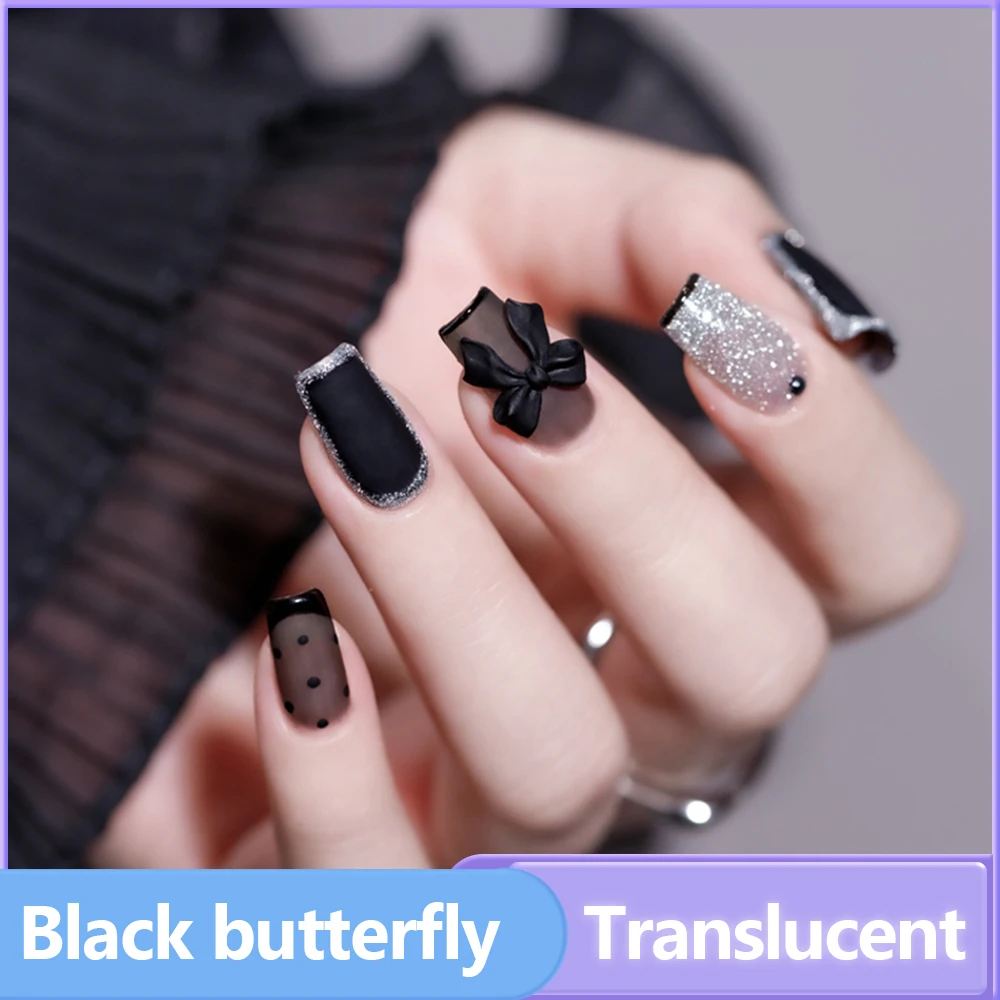 

Профессиональный сломанный Алмазный лак для ногтей Классический прозрачный черный гель лак для ногтей чистый черный дизайн ногтей с черны...