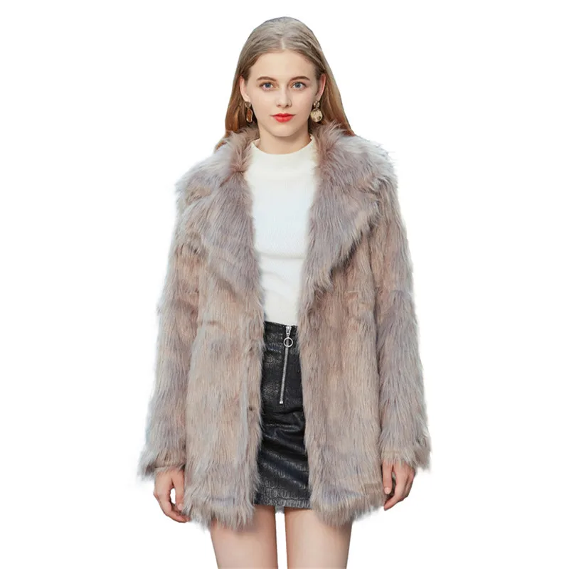 Женская куртка из искусственного лисьего меха с воротником стойкой|Куртки меха| |