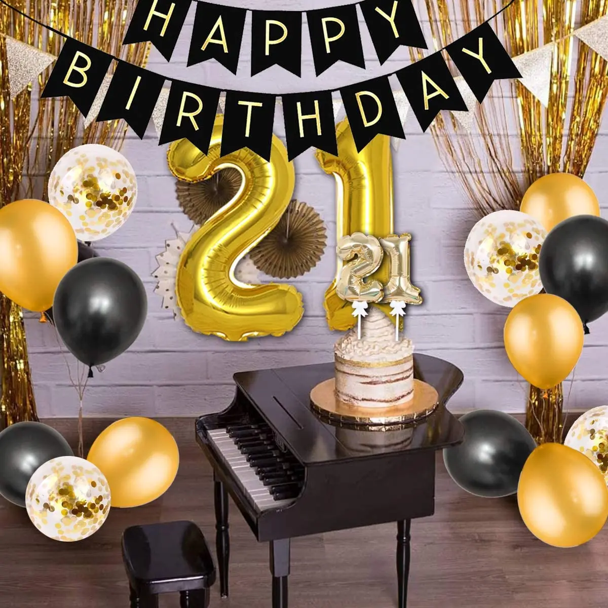 21 decoraciones para fiesta de cumplea&ntilde;os, suministros de fiesta de cumplea&ntilde;os, n&uacute;mero 21, cartel de feliz cumplea&ntilde;os-3