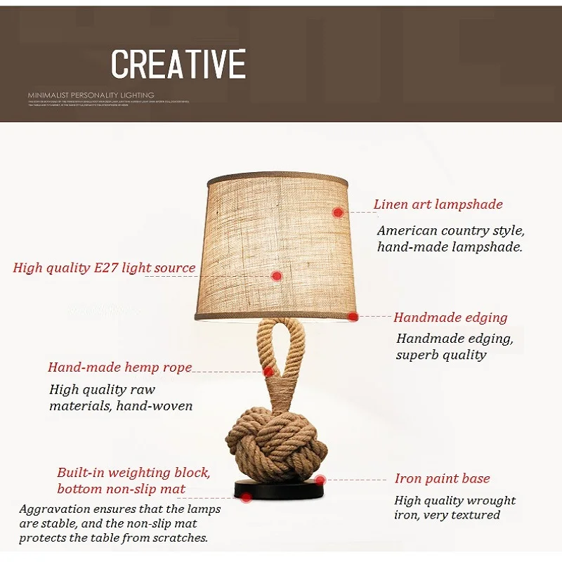 LukLoy американская Ретро Настольная лампа креативный прикроватный светодиодный