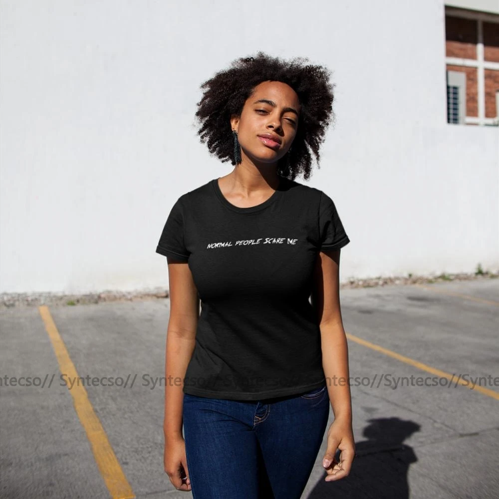 Футболка женская с принтом обычные люди Простая рубашка пугающие меня уличный