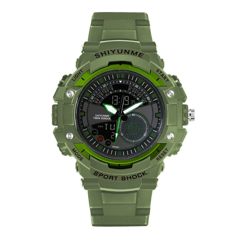 

Dual Display Men's Digital Watch, Multifunctional Military Watch, 164FT Waterproof Stopwatch Calendar Luminous Backlight