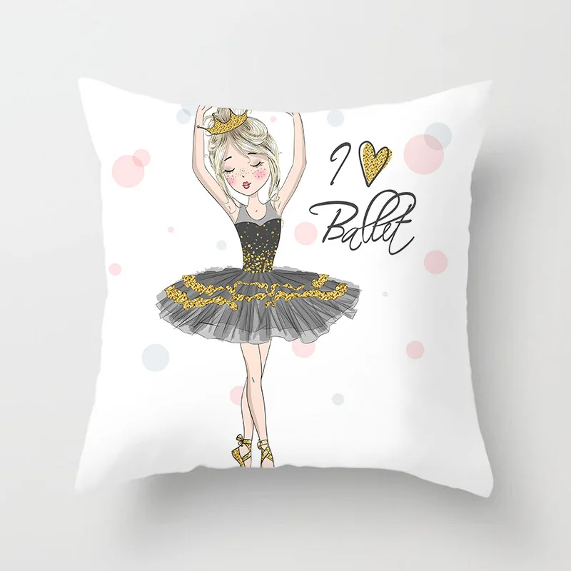 

Ballet dancing girl pillow cover home fabric sofa cushion cover