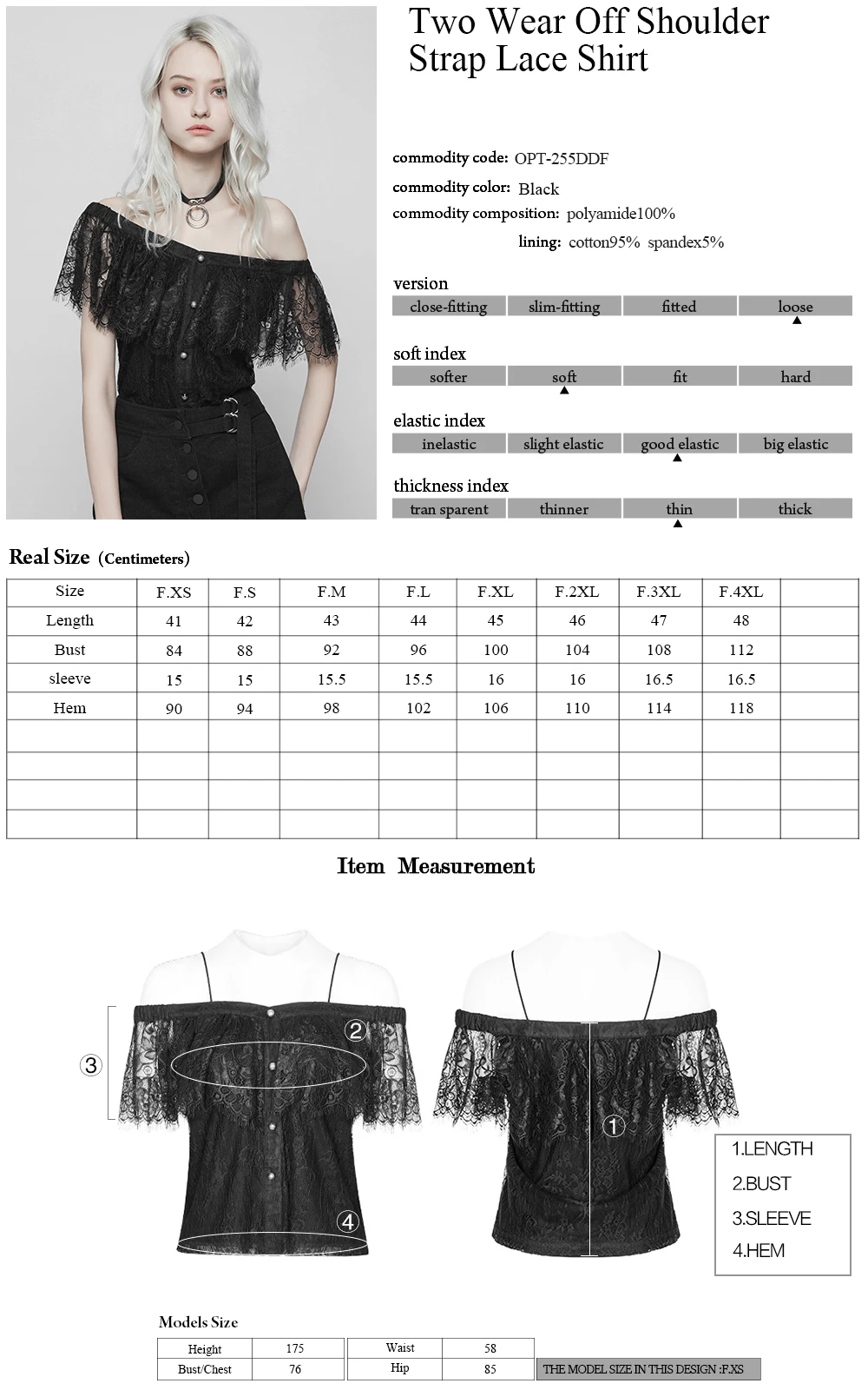 

Fashion personality Party club Sexy Condole belt Tops Gothic Two Wear Off Shoulder Strap Lace Women T Shirt PUNK RAVE OPT-255DDF